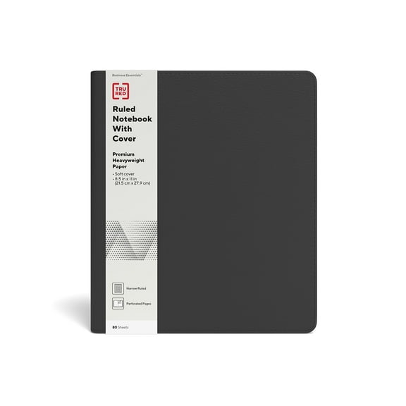 TRU RED Large Folio Soft Cover Ruled Notebook Blk TR54992