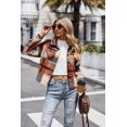 thumbnail image 4 of Chaqueta de otoño a cuadros de franela corta para mujer, modelo Zeagoo Shacket, 4 of 5