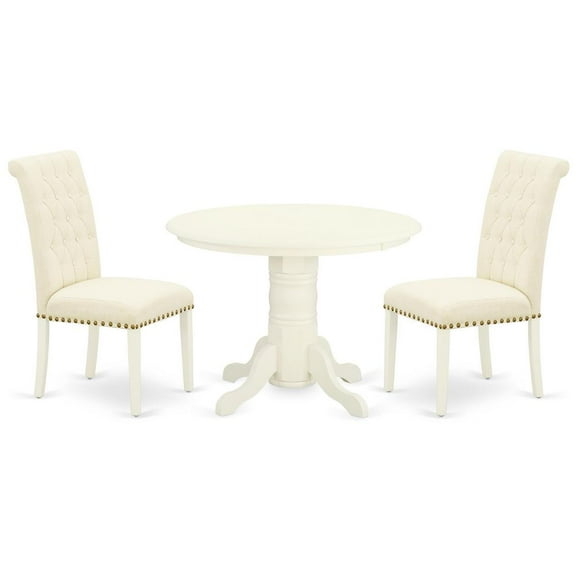 East West Furniture Dining Room Set Linen White, SHBR3-WHI-02