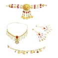 thumbnail image 2 of Conjunto de joyas de danza india con cadena para la cabeza, lentejuelas doradas, collar y pendientes Pendientes de clip, 2 of 8