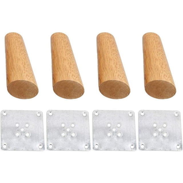 Juego de 4 patas inclinadas JAMW Madera maciza 15cm con placa de montaje y tornillos
