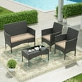 thumbnail image 2 of Kullavik 4 Pieces Outdoor Patio Furniture Set,PE Wicker Rattan Chairs Garden Conversation Sets with Tempered Glass Table and Soft Cushions for Lawn,Pool or Backyard,Sand, 2 of 7