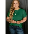 thumbnail image 2 of Women's Dark Green Plus Size Round Neck Rolled Sleeve T-Shirt for Casual Style | [ZhiHiMeRi] | (US 14W-16W)1X, 2 of 12