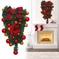 thumbnail image 2 of HCTSHG Artificial Christmas Teardrop Swag, Features Pine Cones, Ribbon Bow, and Pine Needles, Hanging Teardrop Swag for Indoor Outdoor Home Wall and Door Decor, 2 of 4
