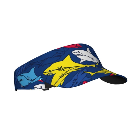 Kdxio Cartoon Shark Print Sun Visor Hat Golf Visor Adjustable Velcro Outdoor Sports Cap For Men Women
