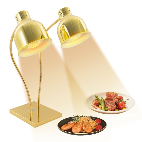 DUYIWAA 110V 500W 2-Head Food Warming Lamp Food Insulation Lamp Commercial Catering Food Warmer Light 360° Rotation