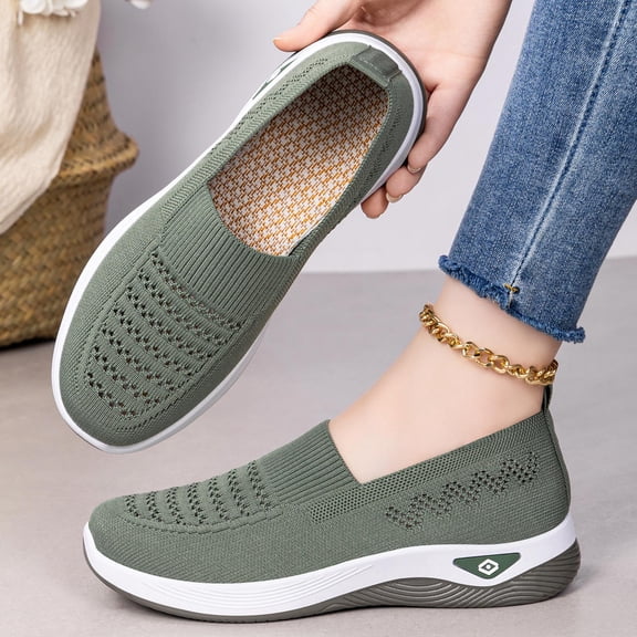 Women Wide Width Breathable Walking Comfortable Slip on Sneakers Lightweight Sneaker Nurse Shoes Arch Support Sneakers Breathable Soft Running Shoes Anti Skid Sports Diabetic Foam Shoes