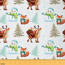 Castle Fairy Santa Claus Fabric by the Yard 1 Yard,Deer Fox Home Decor Fabric by the Yard,Christmas Tree Snowman Room Decor Fabric by the Yard,Lightweight Room Decor