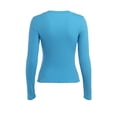thumbnail image 6 of Sedceaty Women’s Spring Slim T-Shirt, Letter Print Long-Sleeve O-Neck Button Closure Cropped Tops, 6 of 9