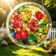 thumbnail image 5 of Atrapasueños de acrílico con forma de rompecabezas para colgar en la ventana | Atrapasueños redondo de vidrieras florales para uso interior y exterior, 5 of 7