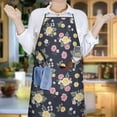 thumbnail image 6 of Pioneer Flower Floral Print Pattern Cotton Linen Apron with Pockets, Waterproof Adjustable, 33x27 Inch for Kitchen, Gardening, BBQ, Salon, 6 of 6
