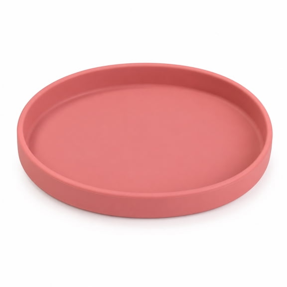 Aemutady Silicone Baby Plate, Oval Toddler Plate, Warm Red