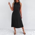 thumbnail image 7 of Ashirexll Midi Dresses for Women, Flowy Dresses for Women, Solid Color Round Neck Sleeveless Casual Summer Midi Dress, 7 of 7