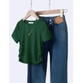 thumbnail image 4 of Arshiner Girls Shirts Side Ruched Short Sleeve Crewneck Fitted Tops Casual Summer Soft Tee Clothes, 4 of 6