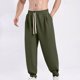 thumbnail image 1 of Pantalones largos para hombre, informales, a la moda, con cintura elástica, lisos, con bolsillos, para exteriores, de poliéster., 1 of 6