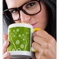 thumbnail image 2 of 3drose, Blossom Flowers on Green Background, 11oz Two-tone Yellow Mug, 2 of 6