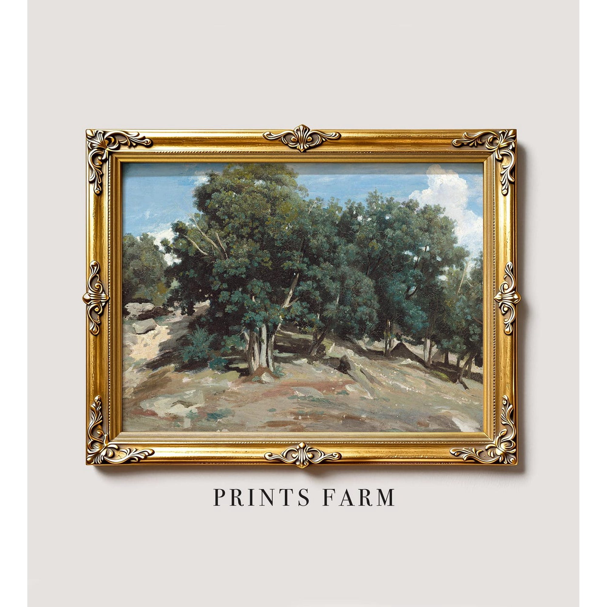 Vintage Forest Landscape Countryside Farmhouse Minimalist Decorative Design Statement Accent Interior Wall Decor
