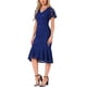thumbnail image 4 of INSPIRE CHIC Vestidos de Encaje Floral para Mujeres, Vestido de Cóctel Formal de Cola de Pez, Manga Corta, Midi, S Azul Oscuro, 4 of 5