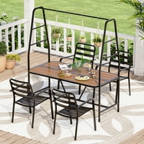 LAUSAINT HOME 5-Piece Patio Dining Set, Outdoor Metal Furniture with A-Frame Table and 4 Hooks for Garden, Backyard & Patio