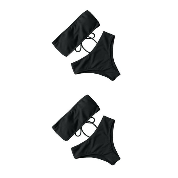 Greeniant Traje de baño dividido para mujer, traje de baño de verano con relleno, conjunto de traje de baño ajustable para vacaciones en la playa, traje Negro S 2piezas Greeniant CBP229123