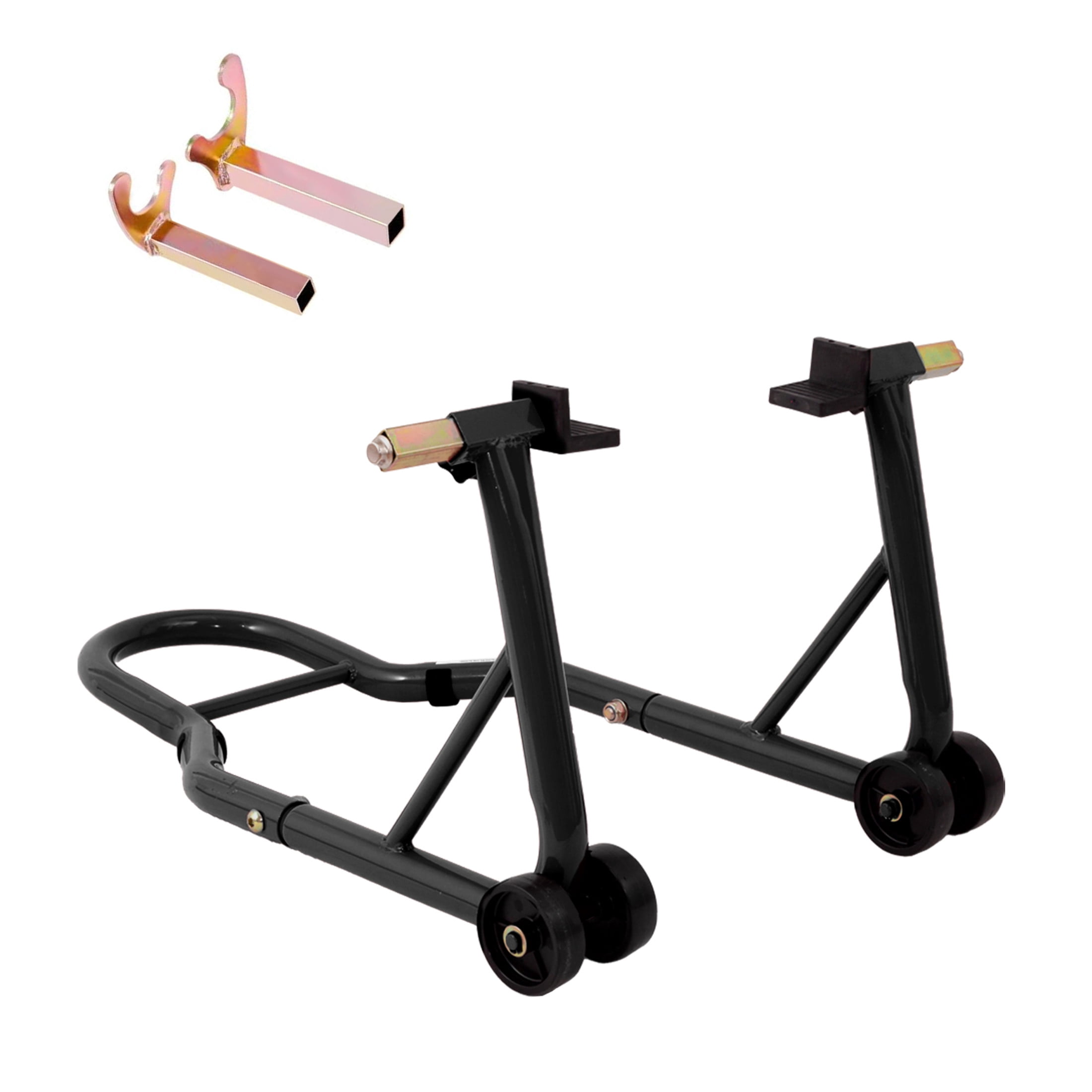 Noble House Universal Motorcycle Front and Rear Lift Stand, Heavy Duty Universal Wheel Paddock Stand, Black