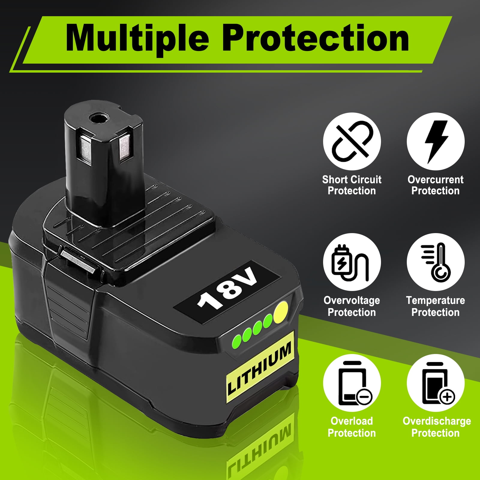 2 Pack 8000mAh Replacement for Ryobi 18V Battery Compatible with Ryobi Battery Fits for Ryobi Battery 18V Reliability&Outdoor Equipment P102 P103 P104 P105 P107 P108 P109 P190 P122