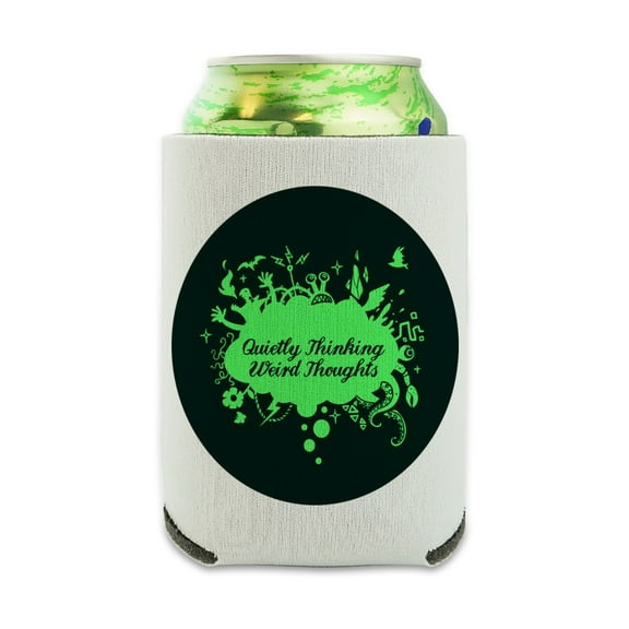 Quietly Thinking Weird Thoughts Funny Can Cooler - Drink Sleeve Hugger Collapsible Insulator - Beverage Insulated Holder