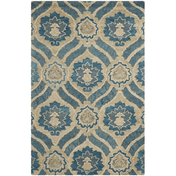 SAFAVIEH Wyndham Evan Damask Area Rug, Blue/Grey, 4' x 6'