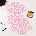 thumbnail image 3 of WOYY Girls Halloween Short Sleeve Button Down Shirt Shorts Pajamas, 2-Piece, Sizes 3-14, 3 of 8