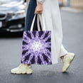 thumbnail image 2 of DouZhe Reusable Grocery Bags, Fractal Purple Mandala Lightweight Polyester Canvas Cloth Tote Bag for Travle Gym Shopping School, 15" x 16", 2 of 7