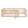 thumbnail image 4 of Twin Size Floor Bed, Solid Wood Twin Bed Frame with Safety Guardrails, Door and Slats, Montessori Floor Bed for Girls and Boys, Natural, 4 of 8