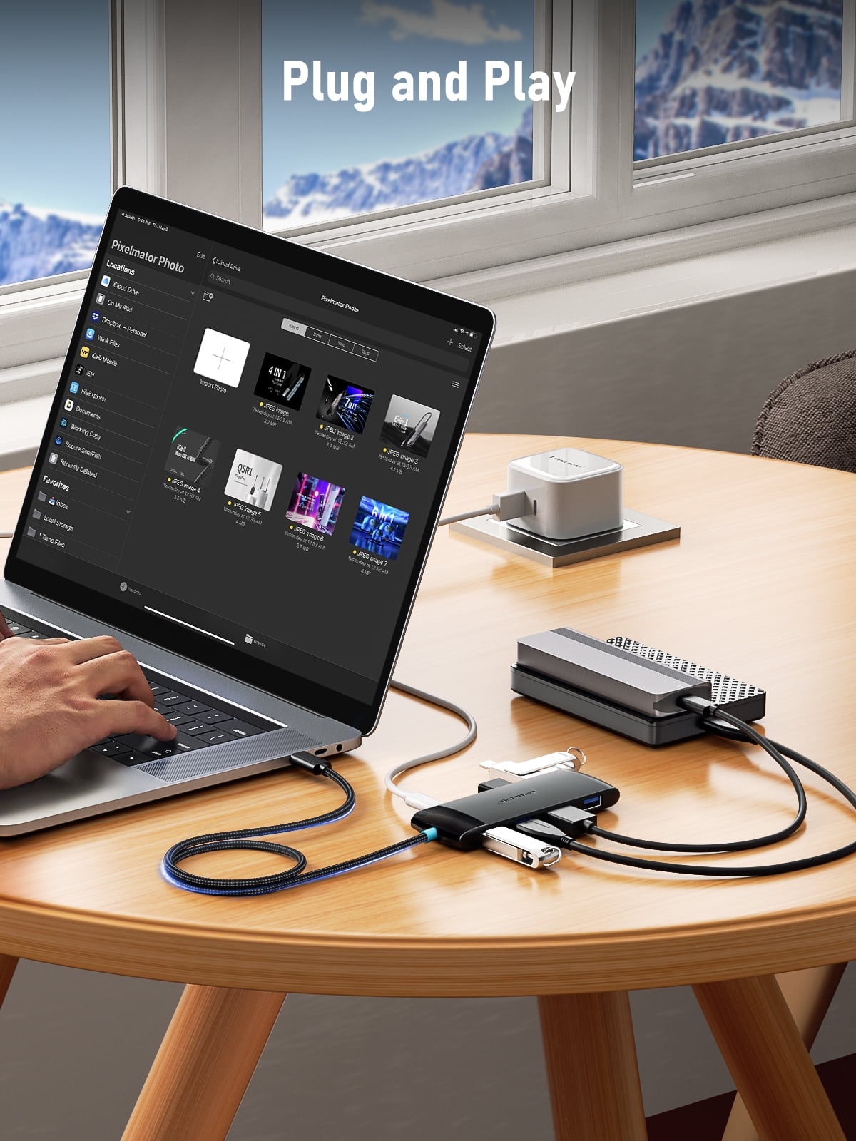 USB C Hub Docking Station 8 in 1, USB C Adapter with USB-A, USB-C Data Port, Docking Station USB C for MacBook Air/Pro, iPad, Windows