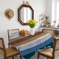 thumbnail image 3 of Blue Brown Table Cloth Waterproof Tablecloths, Farmhouse Wood Grain Vintage Vertical Striped Tablecloth Dining Table Cover for Kitchen Party Tabletop Outdoor, Square Tablecloth 60x60 Inch, 3 of 9