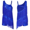 thumbnail image 1 of Mufeng Vêtements de Danse Latine Rumba pour Grandes Filles Justaucorps de Jazz Moderne Compétition Samba Tango Robe de Danse à Franges Bleu Royal 12, 1 of 7