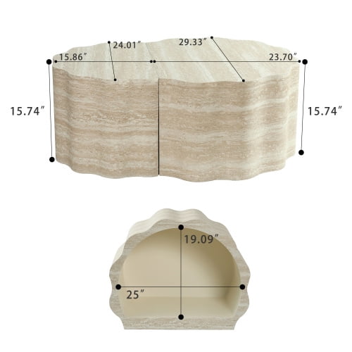 Round Nesting Coffee Table, Wood Side End Tables with Pet Bed Design, Modern Minimalist Accent Tables for Living Room Bedroom Office Balcony, Beige