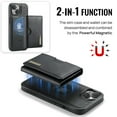 thumbnail image 2 of PU Leather Wallet Phone Case Compatible with iPhone 13, with Card Holder 2 in 1 Detachable Back Cover for iPhone 13, RFID Blocking Kickstand Heavy Duty Classic Magnetic - Black, 2 of 11