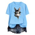 thumbnail image 4 of Tops de Cuello Alto para las Mujeres Amante Impreso Camiseta Cuello Redondo Manga Corta, Poliéster Spandex, 4 of 7