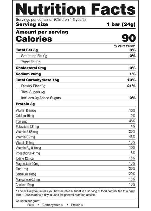 Cerebelly Organic Toddler Snack Bars, Carrot Date, 5 Count