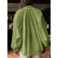 thumbnail image 4 of Blusa Tankaneo para mujer, manga larga, con botones, color oliva, 4 of 8