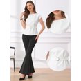 thumbnail image 2 of DARING DIVA Women's Cap Sleeve Top Boat Neck Belted Peplum Tops M White, 2 of 6