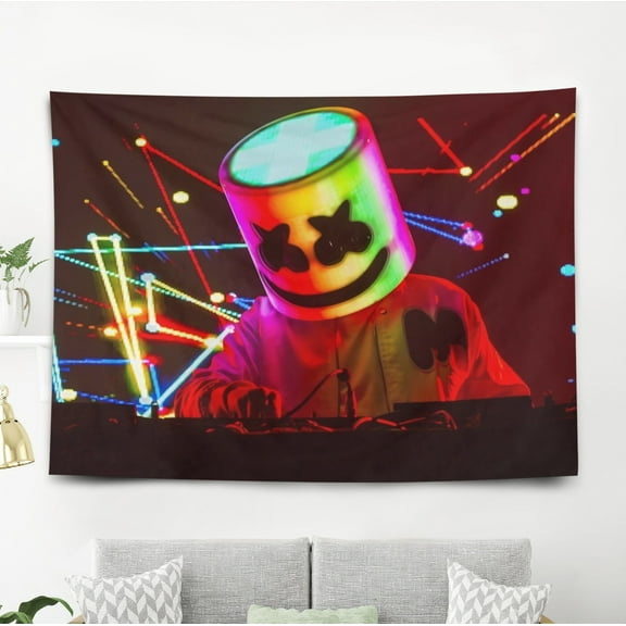 YOUJIANGYUN DJ Marshmello-Theme Anti-pilling Tapestry Gift Wall Hanging Backdrop for Room Bedroom Girls Fans Background Banner Party Birthday Supplies Decor
