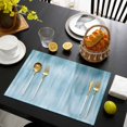 thumbnail image 3 of Teal Blue Placemats Set of 6, Modern Abstract Art Ombre Striped Placemats for Dining Table, Place Mats for Kitchen Tabletop, Waterproof Wipeable Dining Table Mats Set, 3 of 9