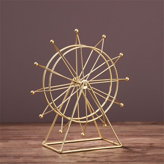 Gift Handicraft Creative Nordic Wrought Iron Craft Desktop Ornament Ferris Wheel Model Art Figurine GOLD ROTATABLE