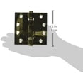 thumbnail image 2 of Deltana DSB4B3-UNL 4" x 4" Square Hinge; Ball Bearings; Unlacquered Bright Brass Finish, 2 of 3