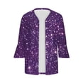 thumbnail image 4 of BangWanChi Summer Cardigans for Women Lightweight Women's Fashion Casual Printing V-Neck 3/4 Sleeve Loose Ladies Tops Blouses Cardigan, 4 of 5