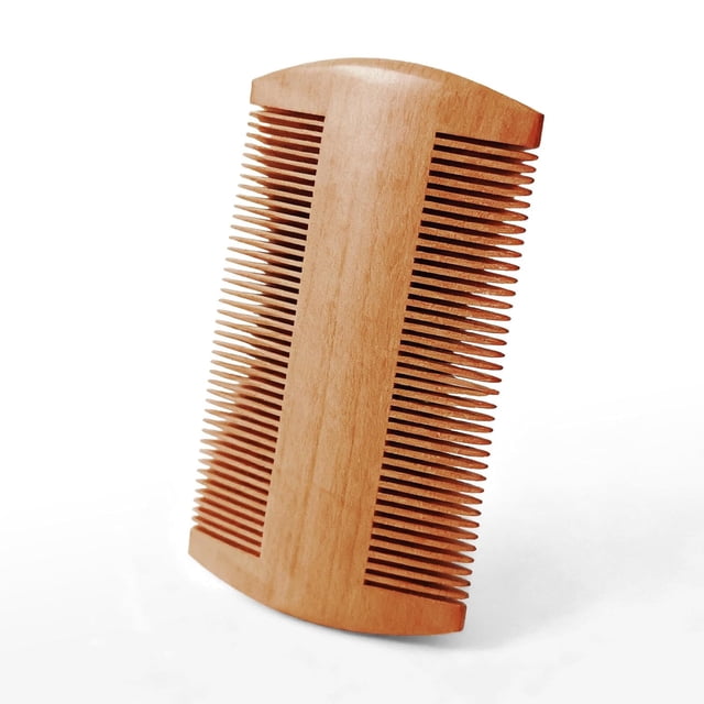 Peine para barba AODENN de madera con doble diente fino y grueso