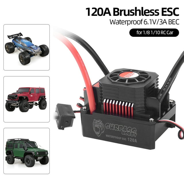 CES RC SURPASS HOBBY 120A Brushless ESC Controlador de velocidad eléctrico a prueba de agua para 1/8 1/10 RC Truck Off-road Car Romacci CES RC