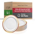 thumbnail image 2 of Smarty Had A Party Elegant Disposable Plastic Heavy Duty Dinnerware Sets, Fancy Design Plastic Plates, For Wedding, Birthday & All Occasions (White with Gold, 7.5" Salad Plates (120 Plates)), 2 of 7