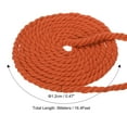 thumbnail image 2 of Unique Bargains 1/2'x16' Natural Twisted Cotton Rope 3 Strand Soft Craft Rope with Drawstring Bag Orange 2 Pack, 2 of 6