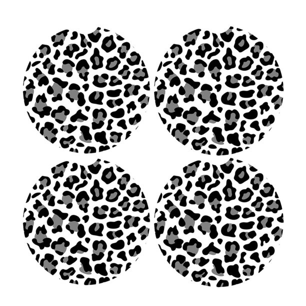 Posavasos para coche, paquete de 2, posavasos de cerámica absorbente con estampado de leopardo, posavasos para portavasos, con una muesca para el dedo para una fácil extracción (gris) Adepaton LRWJ901-1